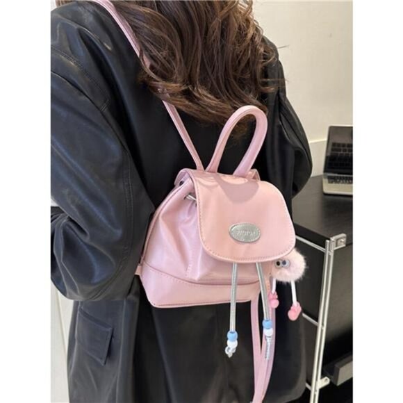 Mini Leather Drawstring Backpack Bag - Picture 3 of 6